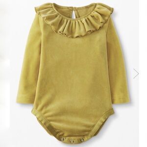 Hanna Andersson Recycled Velour Ruffle Bodysuit